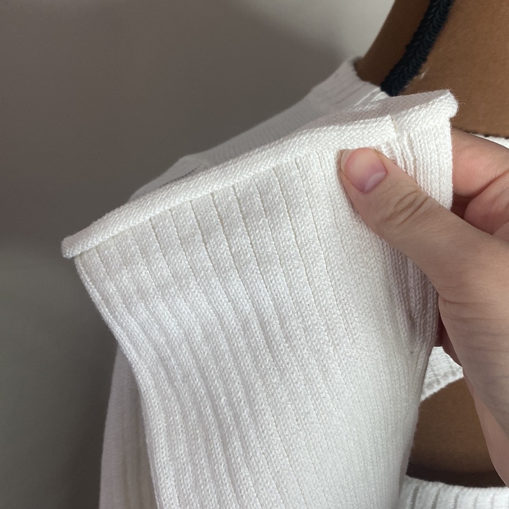 L’Agence Pasha Cut Out Ribbed Sweater in white size XS - Picture 7 of 10